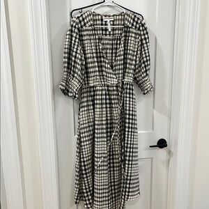 Apiece Apart Black and White Off the Shoulder Puff Sleeve Maxi Sundress